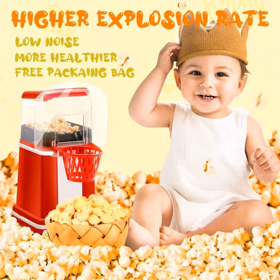 Hot Air Popcorn Popper Machine, 1200W Electric Popcorn Maker