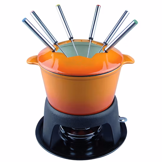 LFGB, Ce, FDA, SGS Cast Iron Chocolate Fondue with 6 Forks