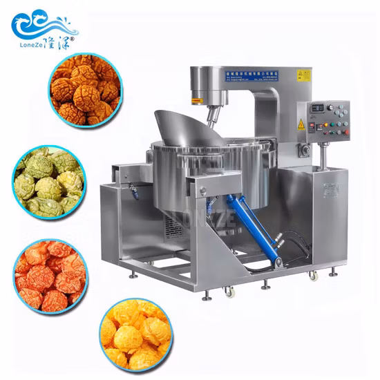 PLC Automatic Control Industry Stirring Portable Theater Automated Chocolate Spicy Coated Ball Shape Gas Heating Operated Popcorn Maker